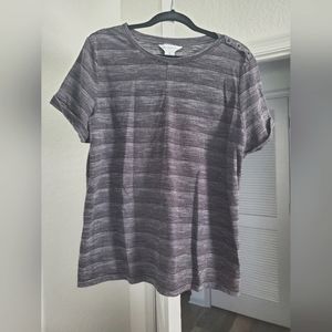 Black Top with Button Detail on Shoulder